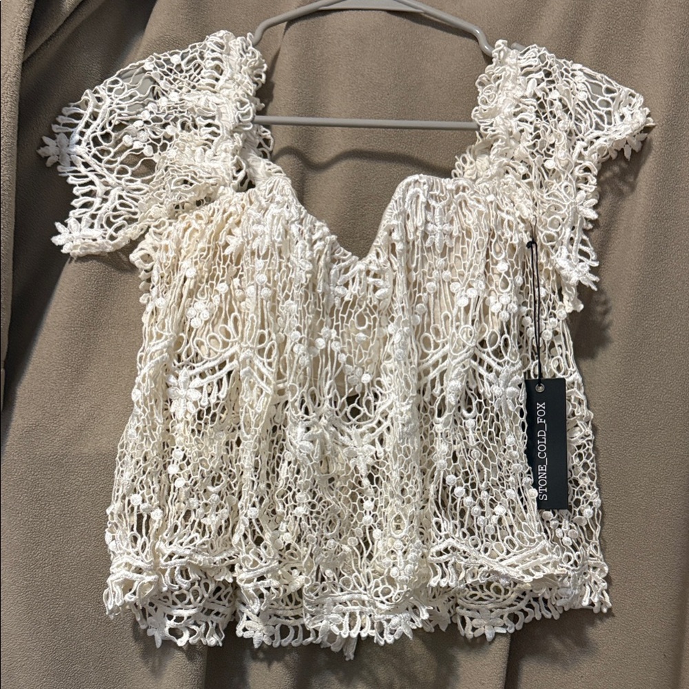 Stone Cold Fox Vintage Lace Crop Blouse One Size Fits All NWT